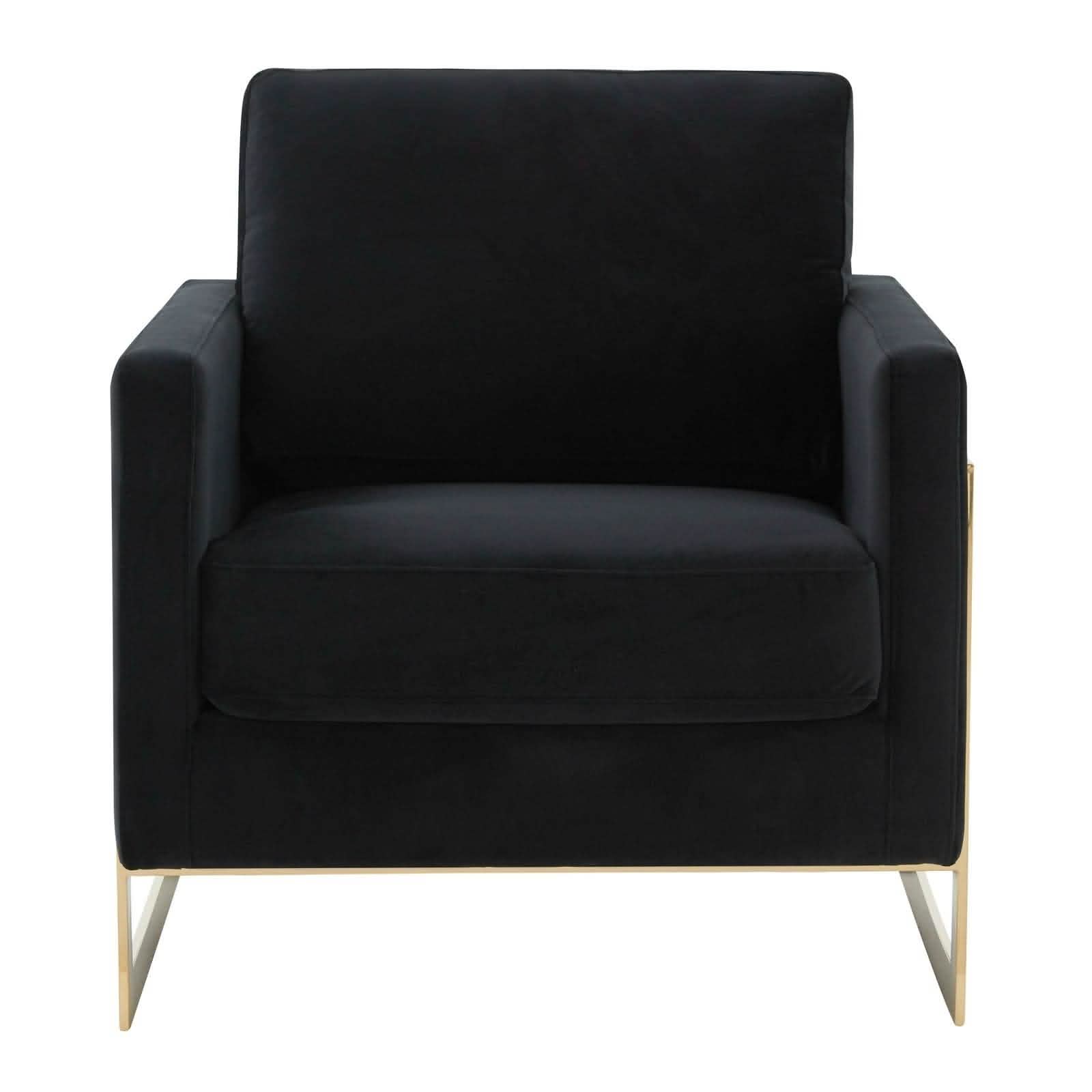 Leisuremod Sofa Lincoln Modern Upholstered in Fabric Accent Armchair With Gold/Black/White Metal Frame