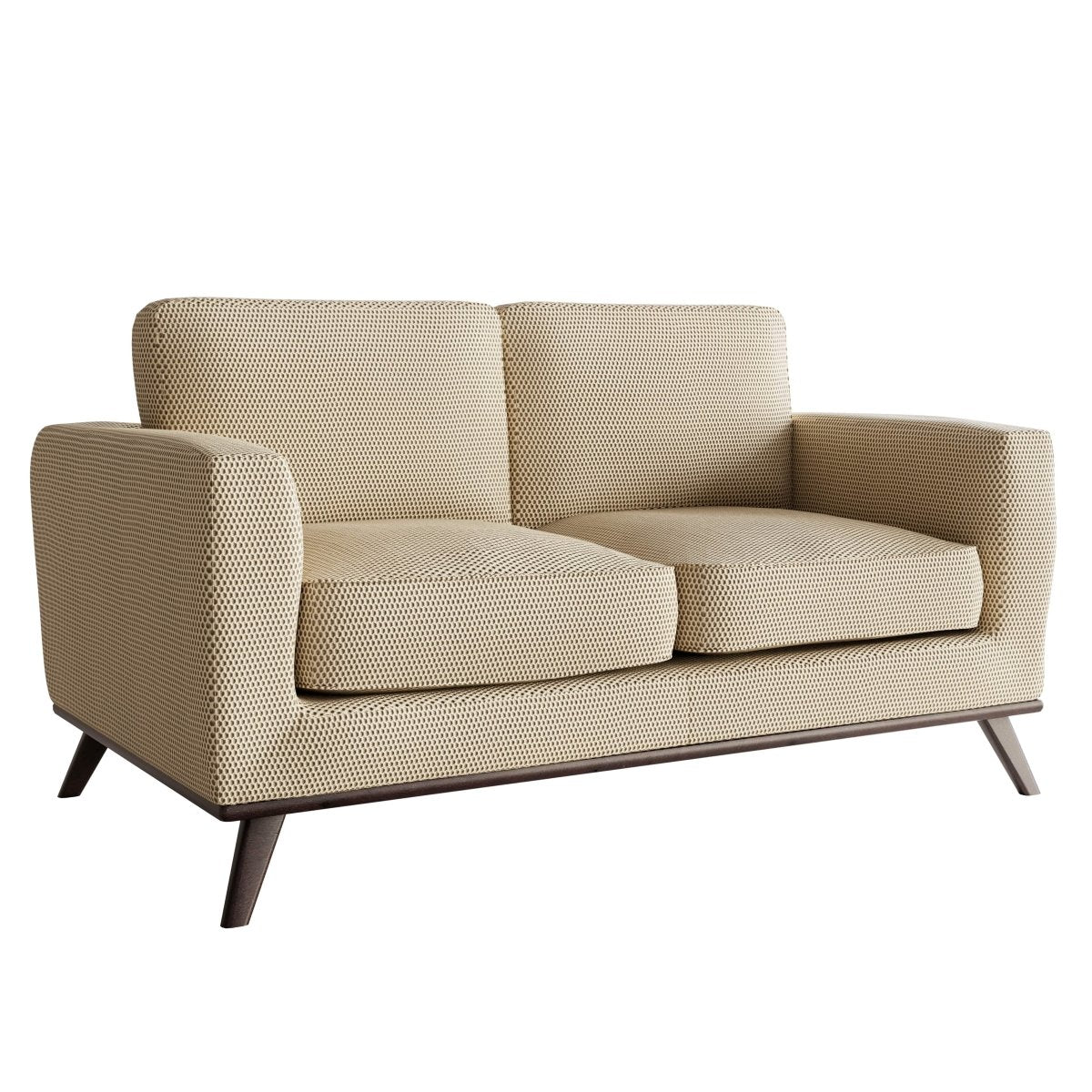 Birch Wood Base Leather/Mesh Loveseat - Chester Collection Mesh Beige Sofa Leisuremod