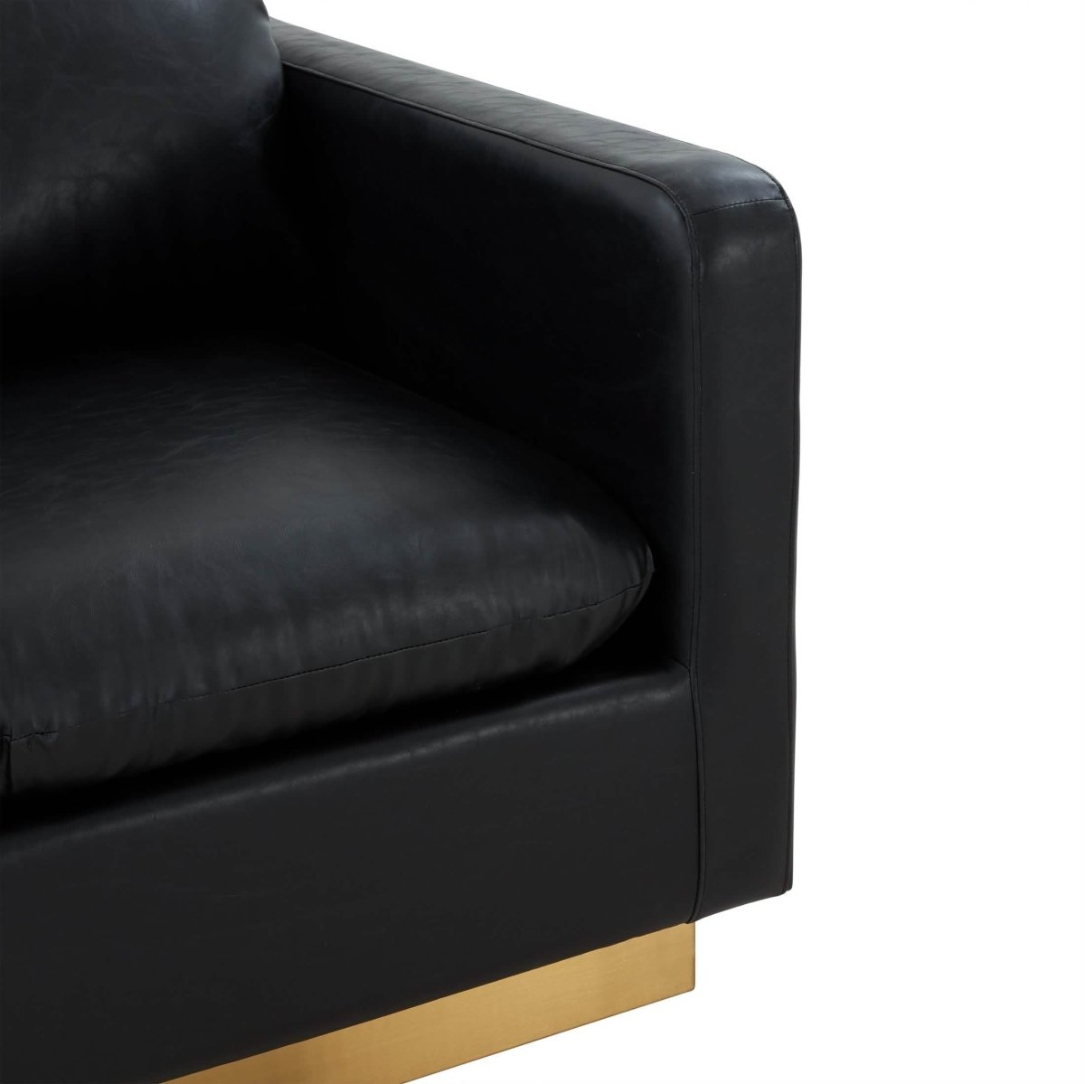 Nervo Upholstered in Velvet/Leather Singe-Seater Sofa with Gold Base Velvet Light Grey Sofa Leisuremod
