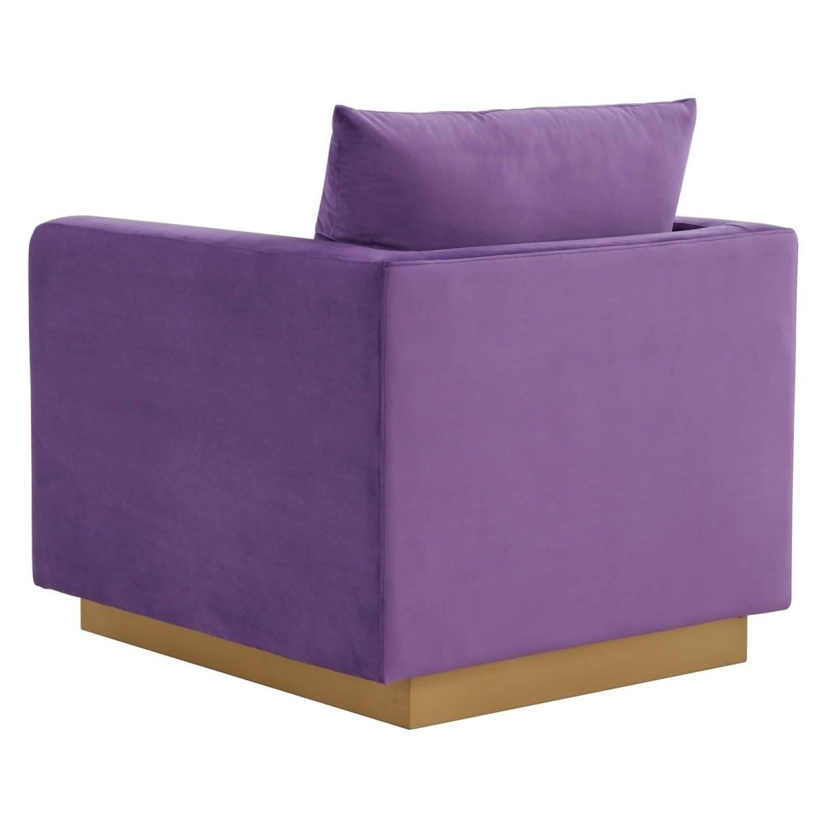 Nervo Upholstered in Velvet/Leather Singe-Seater Sofa with Gold Base Velvet Light Grey Sofa Leisuremod