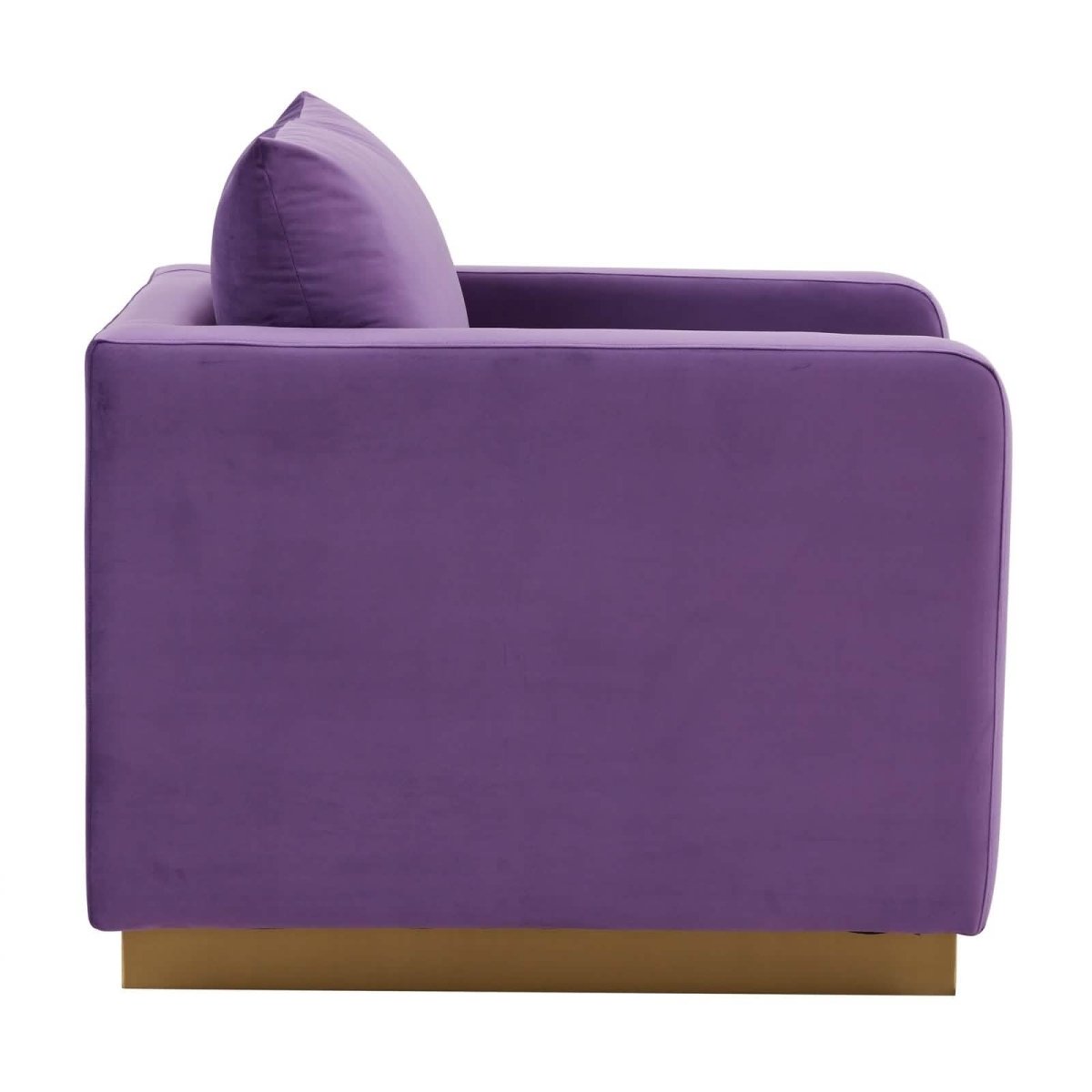 Nervo Upholstered in Velvet/Leather Singe-Seater Sofa with Gold Base Velvet Light Grey Sofa Leisuremod