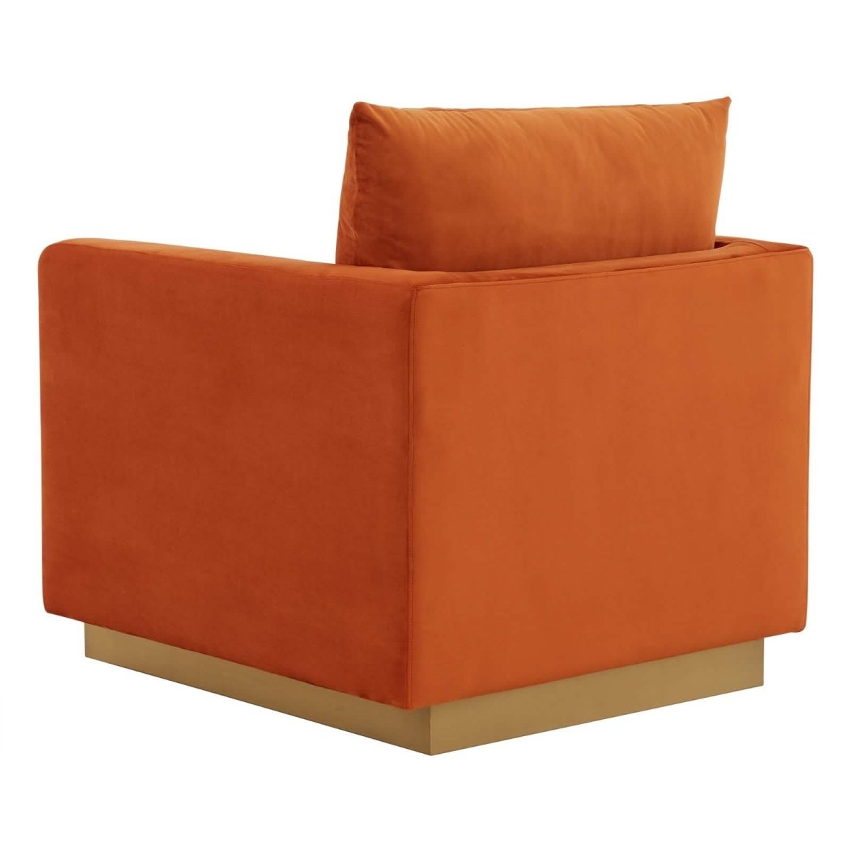 Nervo Upholstered in Velvet/Leather Singe-Seater Sofa with Gold Base Velvet Light Grey Sofa Leisuremod