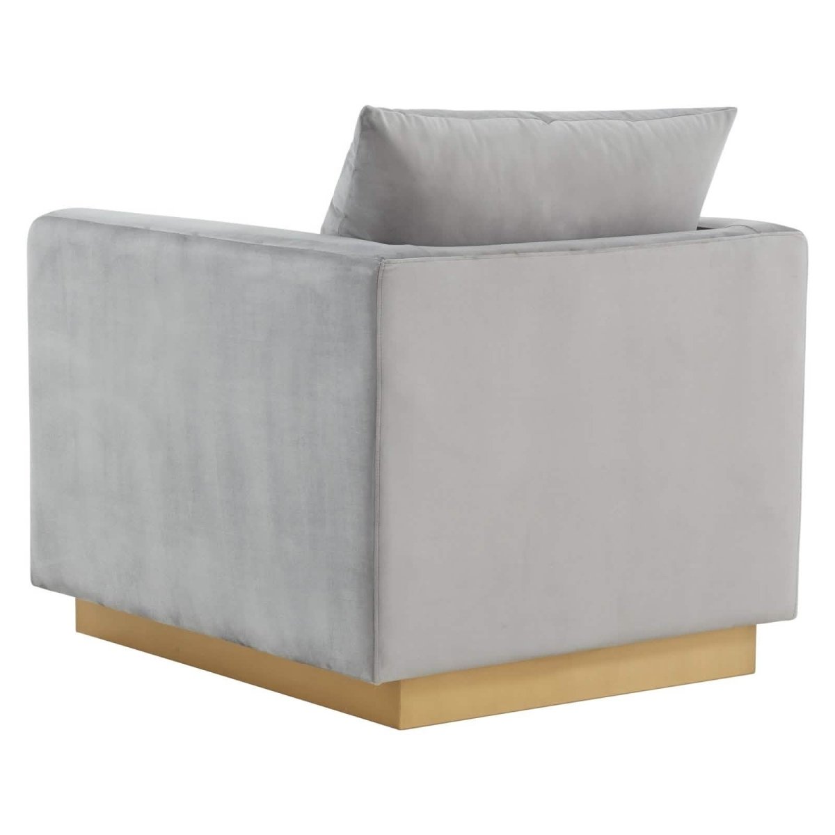 Nervo Upholstered in Velvet/Leather Singe-Seater Sofa with Gold Base Velvet Light Grey Sofa Leisuremod