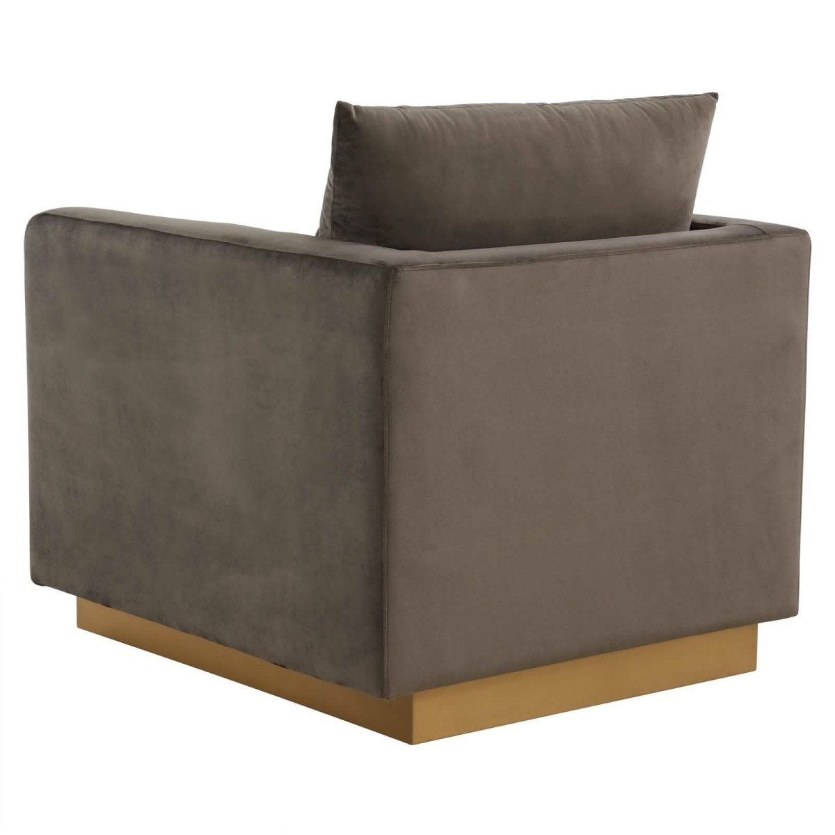 Nervo Upholstered in Velvet/Leather Singe-Seater Sofa with Gold Base Velvet Midnight Black Sofa Leisuremod