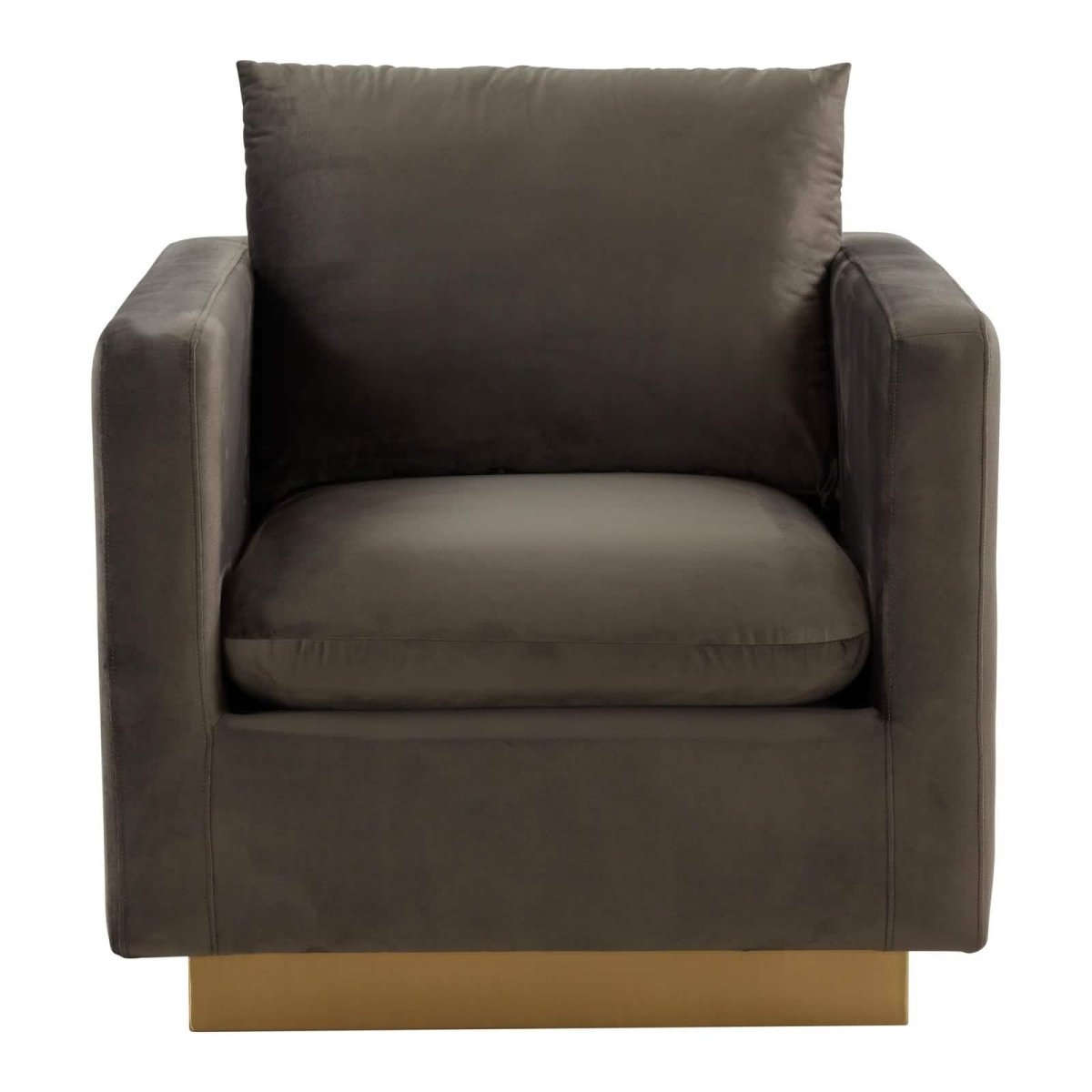 Nervo Upholstered in Velvet/Leather Singe-Seater Sofa with Gold Base Velvet Midnight Black Sofa Leisuremod