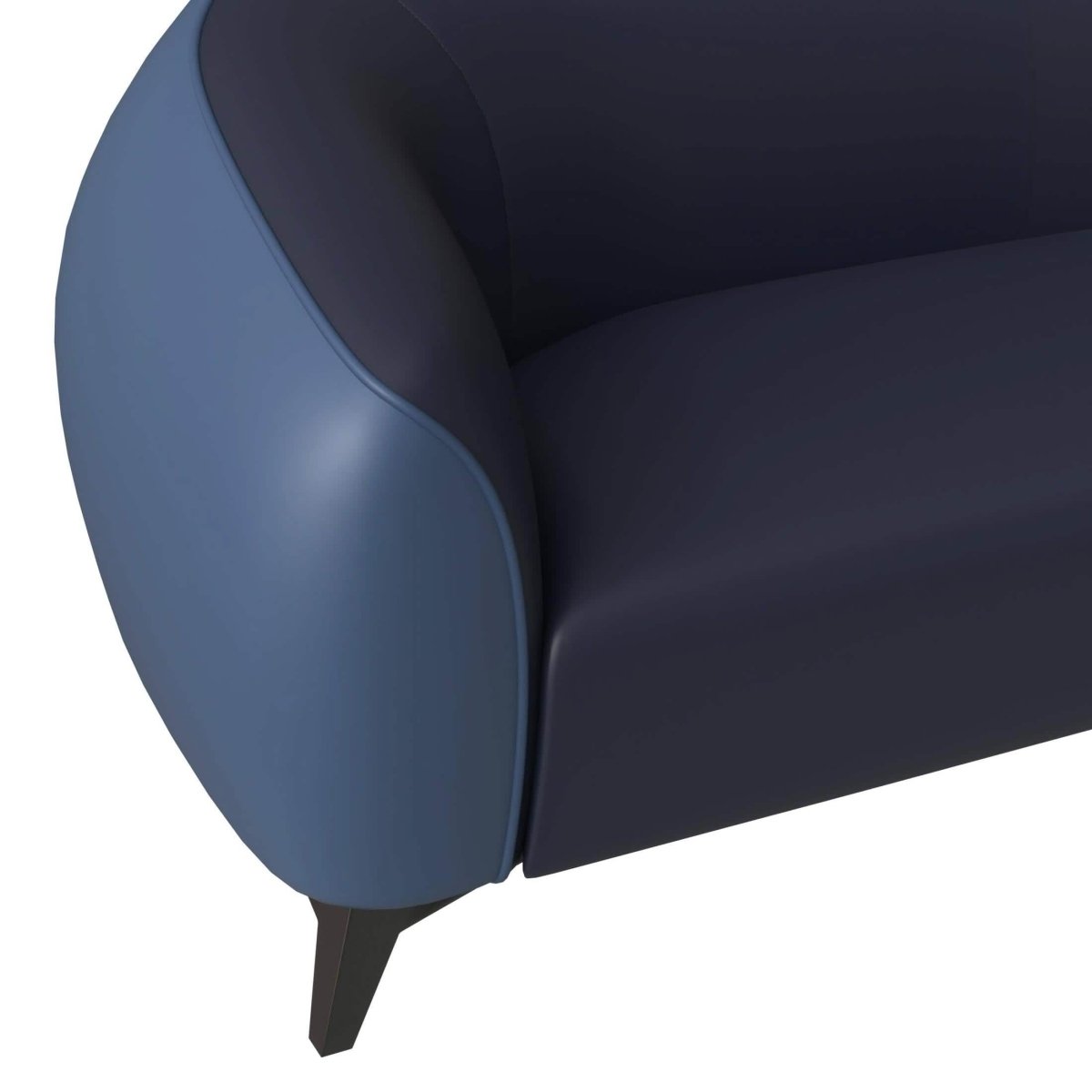 Opula 3-Seater Leather Sofa with Stainless Steel Legs Blue Sofa Leisuremod