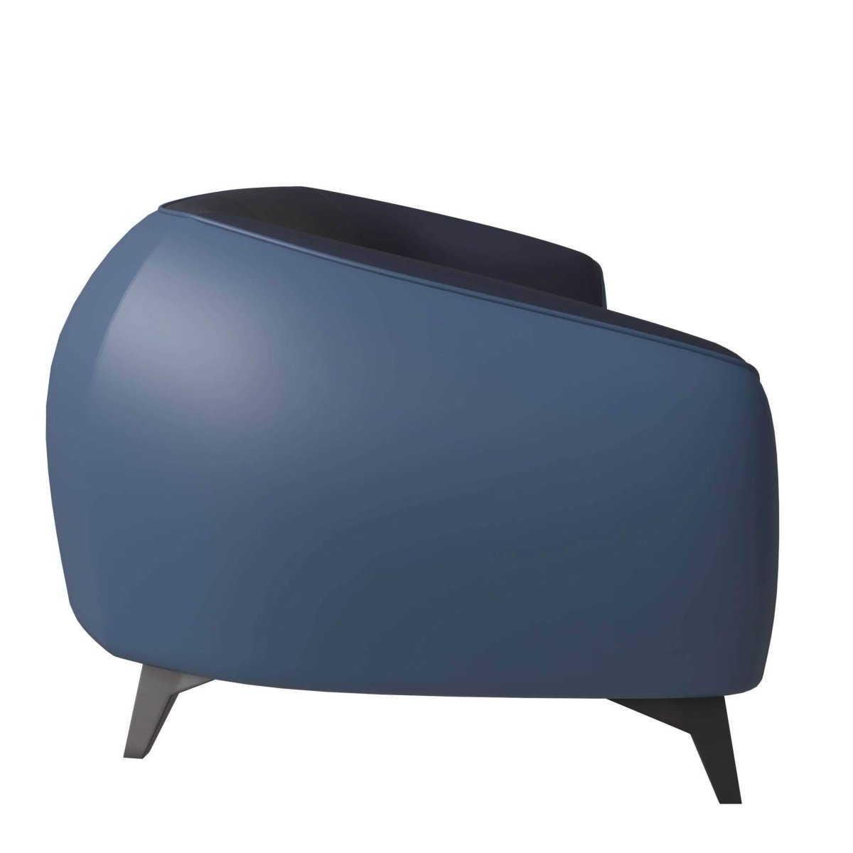 Opula 3-Seater Leather Sofa with Stainless Steel Legs Blue Sofa Leisuremod