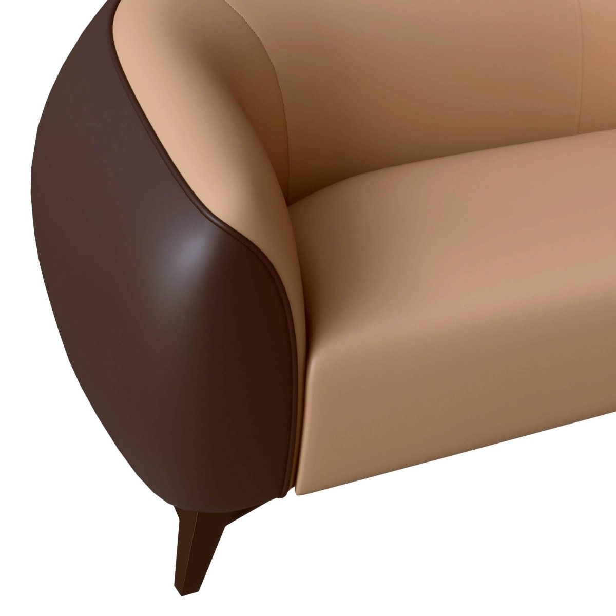 Opula 3-Seater Leather Sofa with Stainless Steel Legs Brown Sofa Leisuremod
