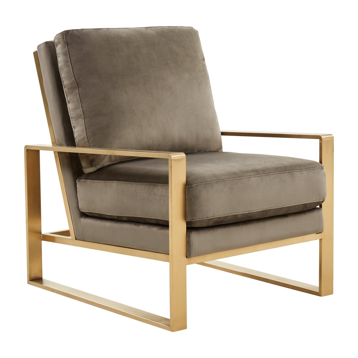 Leisuremod Sofa Velvet / Gold / Dark Grey Jefferson Single-Seater Sofa Upholstered in Velvet/Leather and Gold/Silver Metal Frame