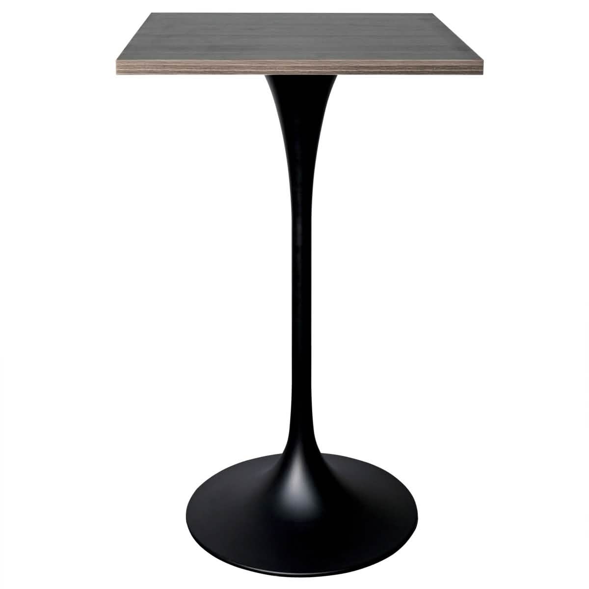 Leisuremod TABLE Black / Dark Maple Verve 24" Square Top Bar Height Table, Brushed Gold/Black/White Stainless Steel Base with MDF Table Top