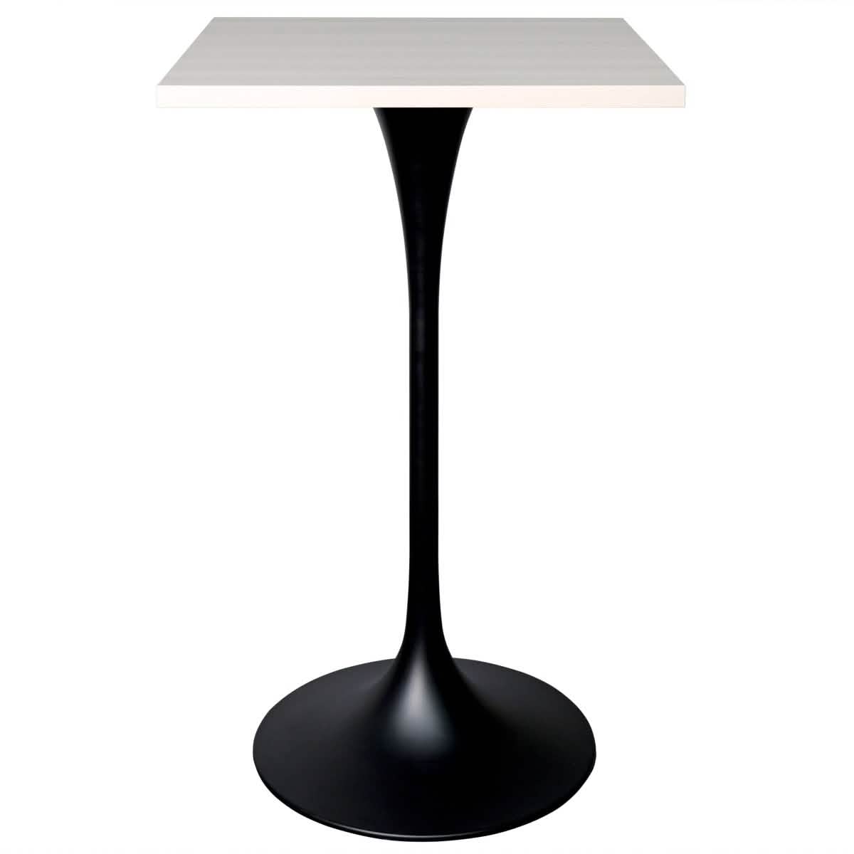 Leisuremod TABLE Black / Light Natural Wood Verve 24" Square Top Bar Height Table, Brushed Gold/Black/White Stainless Steel Base with MDF Table Top