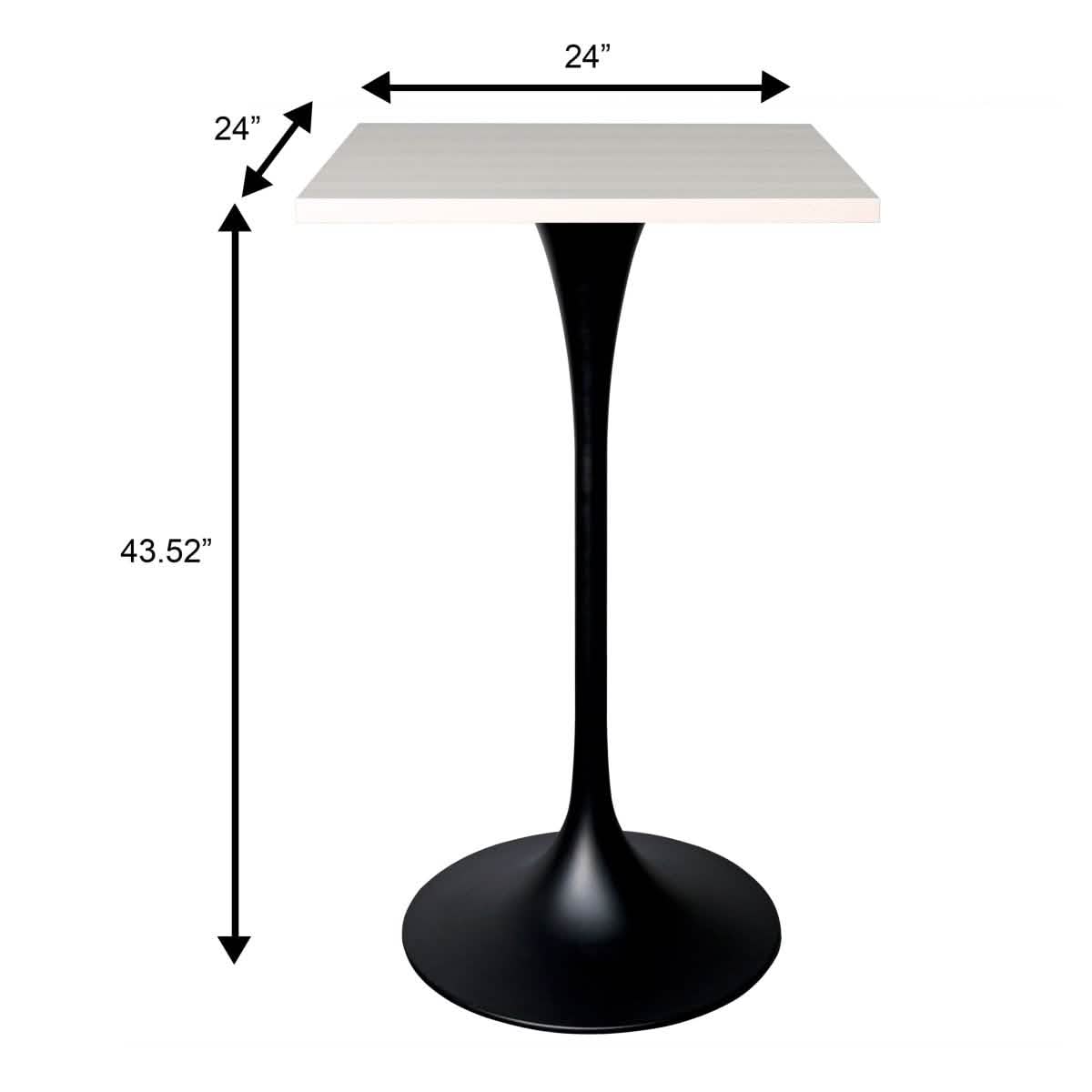 Leisuremod TABLE Verve 24" Square Top Bar Height Table, Brushed Gold/Black/White Stainless Steel Base with MDF Table Top