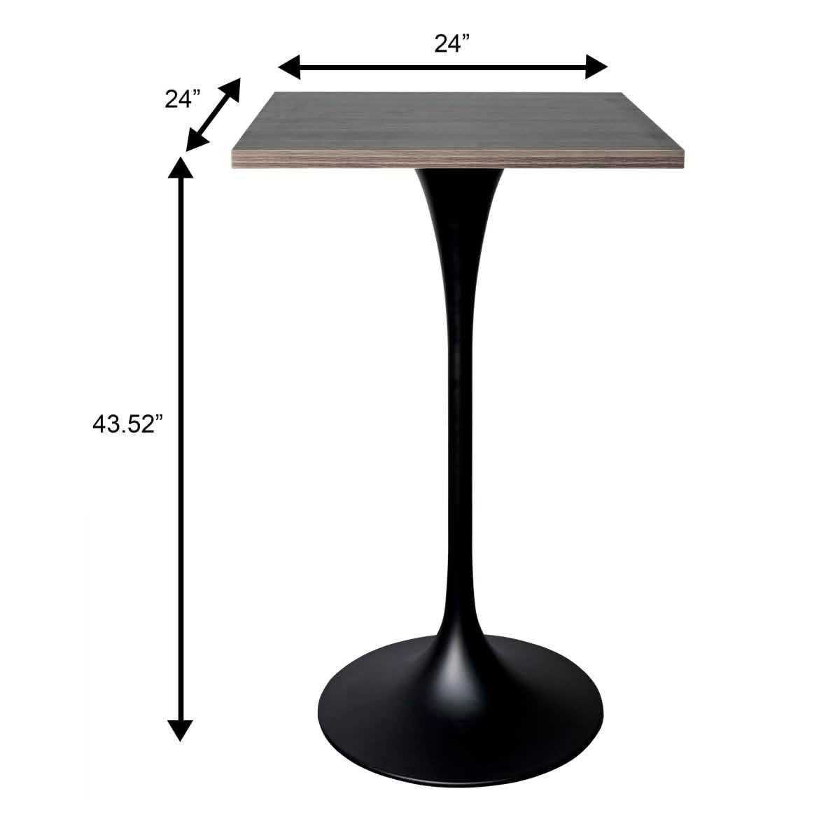 Leisuremod TABLE Verve 24" Square Top Bar Height Table, Brushed Gold/Black/White Stainless Steel Base with MDF Table Top