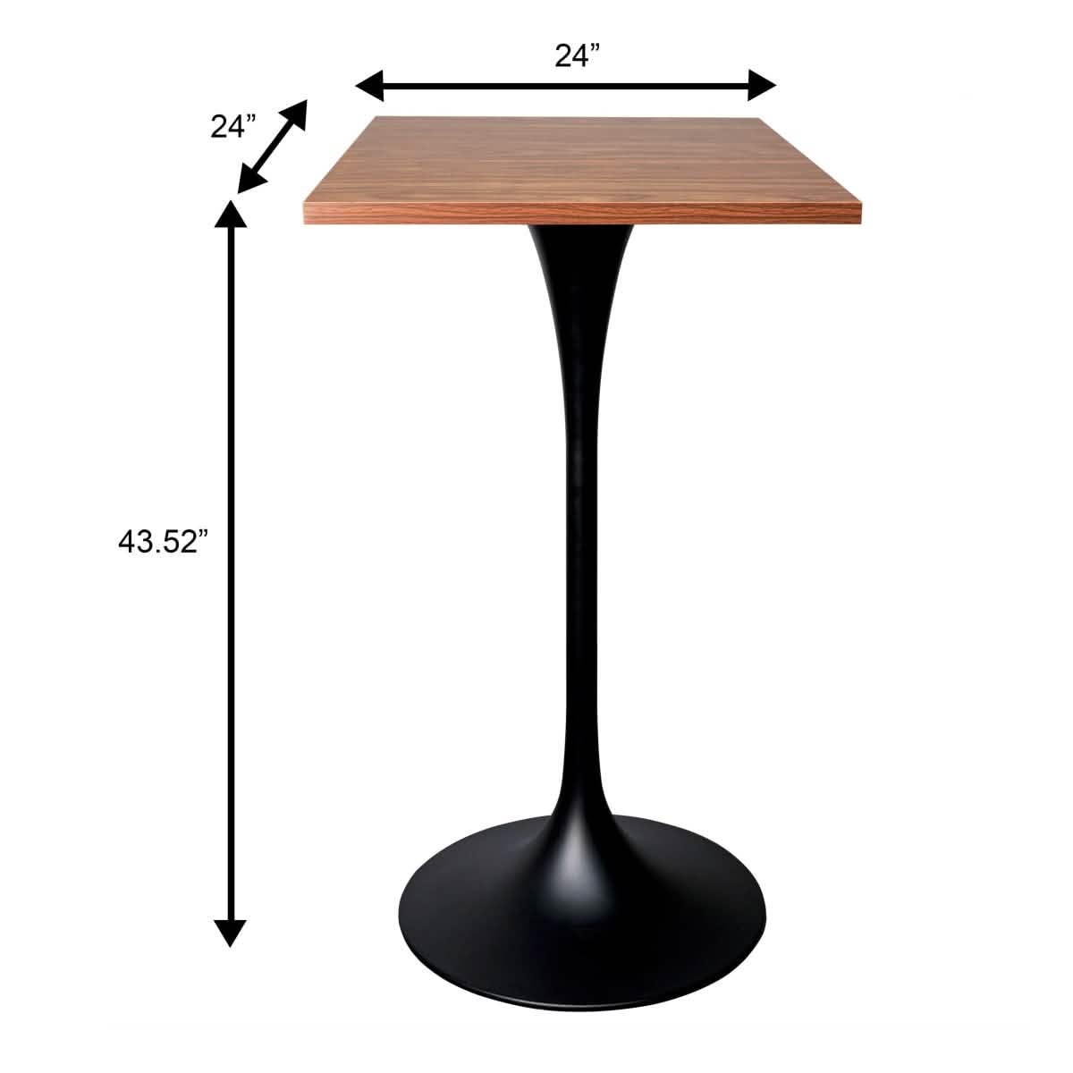 Leisuremod TABLE Verve 24" Square Top Bar Height Table, Brushed Gold/Black/White Stainless Steel Base with MDF Table Top