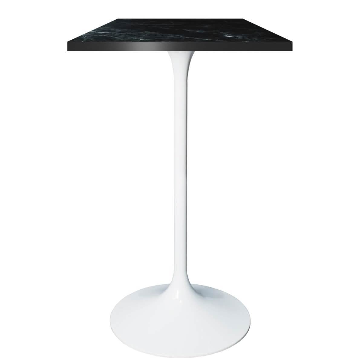 Leisuremod TABLE White / Black Verve 24" Square Top Bar Height Table, Brushed Gold/Black/White Stainless Steel Base with MDF Table Top
