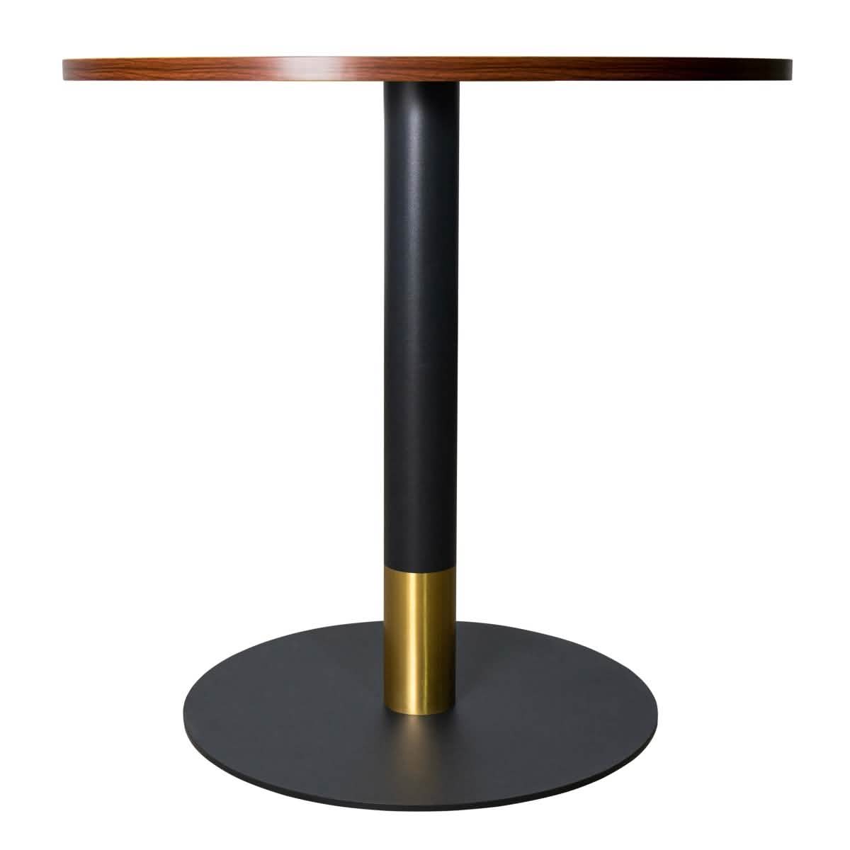LeisureMod Vail Collection Dining Table Black/Gold Base With 27"/36" Round Black MDF Top