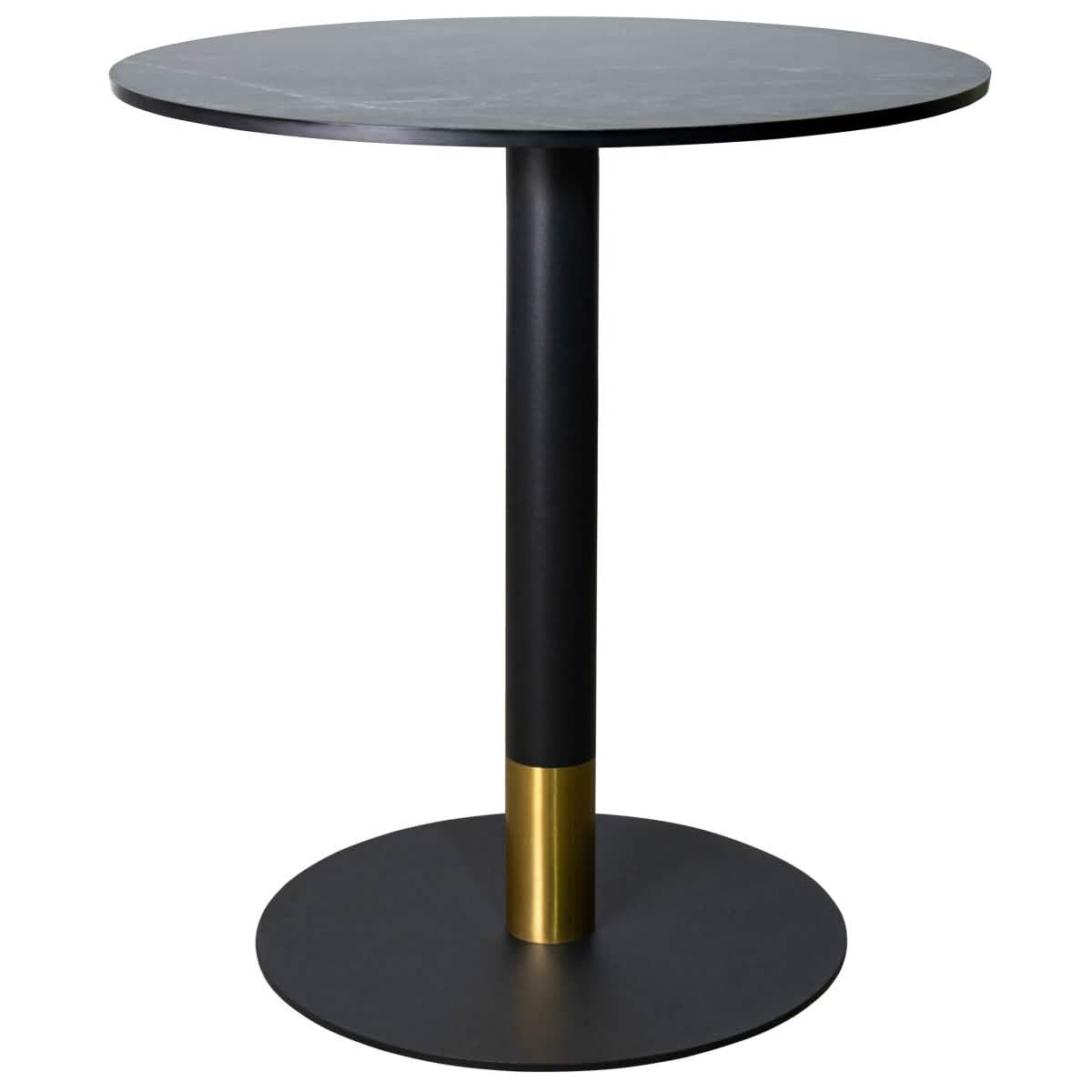 LeisureMod Vail Collection Dining Table Black/Gold Base With 27"/36" Round Black MDF Top