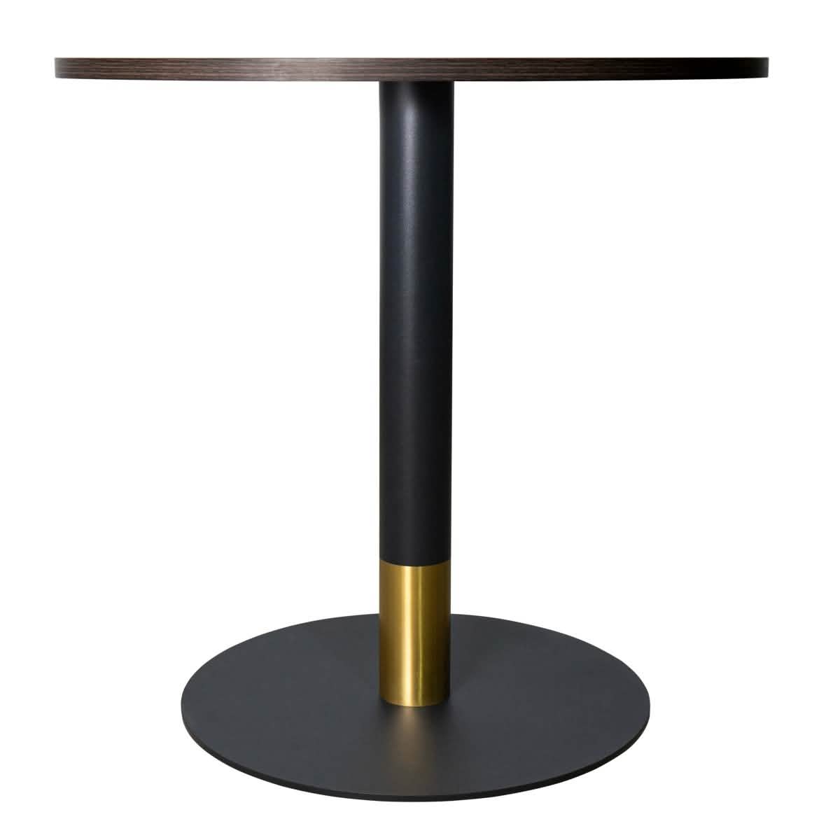 LeisureMod Vail Collection Dining Table Black/Gold Base With 27"/36" Round Black MDF Top