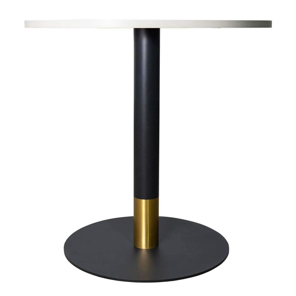 LeisureMod Vail Collection Dining Table Black/Gold Base With 27"/36" Round Black MDF Top