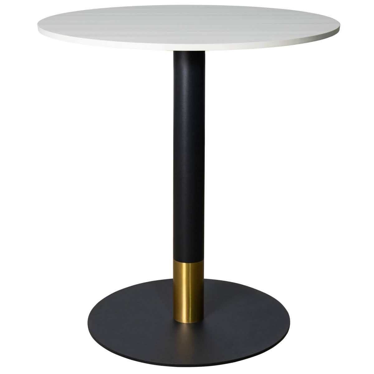 LeisureMod Vail Collection Dining Table Black/Gold Base With 27"/36" Round Black MDF Top