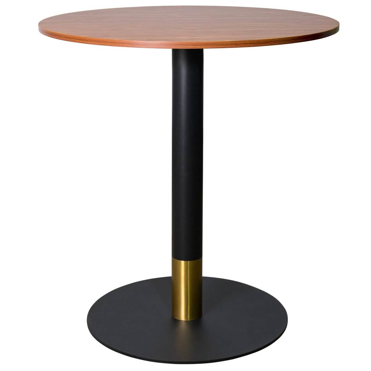 LeisureMod Vail Collection Dining Table Black/Gold Base With 27"/36" Round Black MDF Top