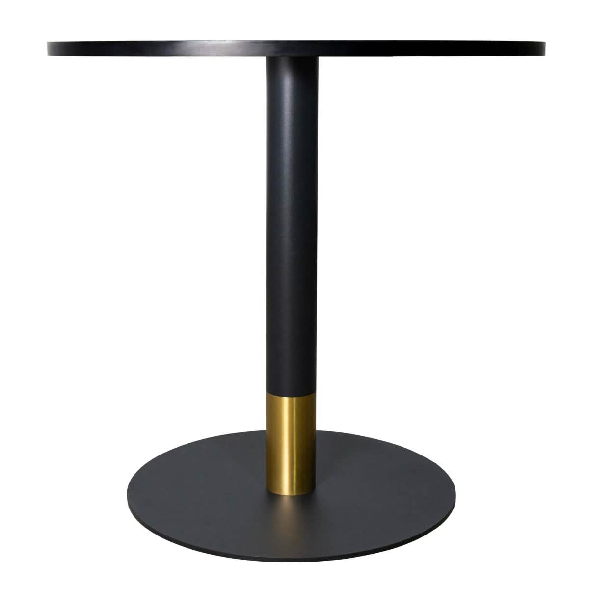 LeisureMod Vail Collection Dining Table Black/Gold Base With 27"/36" Round Black MDF Top