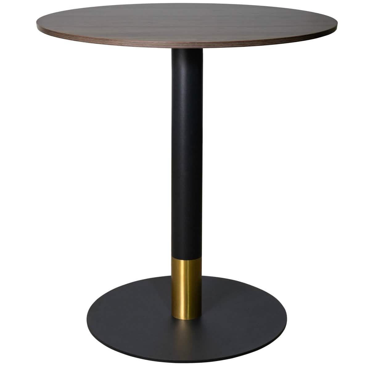 LeisureMod Vail Collection Dining Table Black/Gold Base With 27"/36" Round Black MDF Top