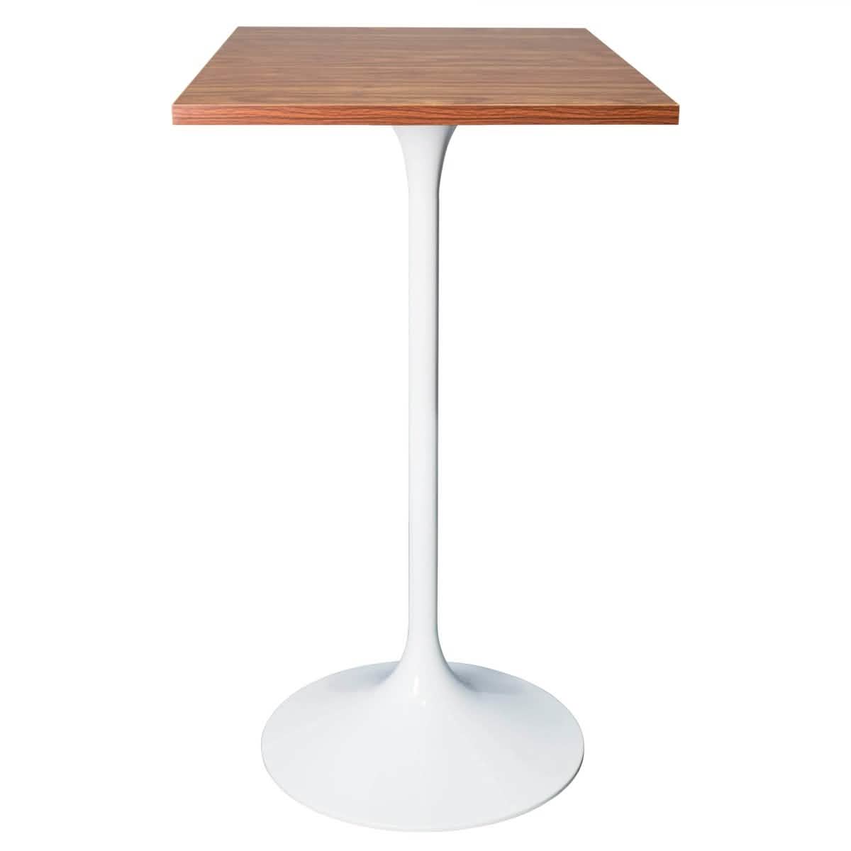 LeisureMod Verve 24" Square Top Bar Height Table, Brushed Gold/Black/White Stainless Steel Base with MDF Table Top