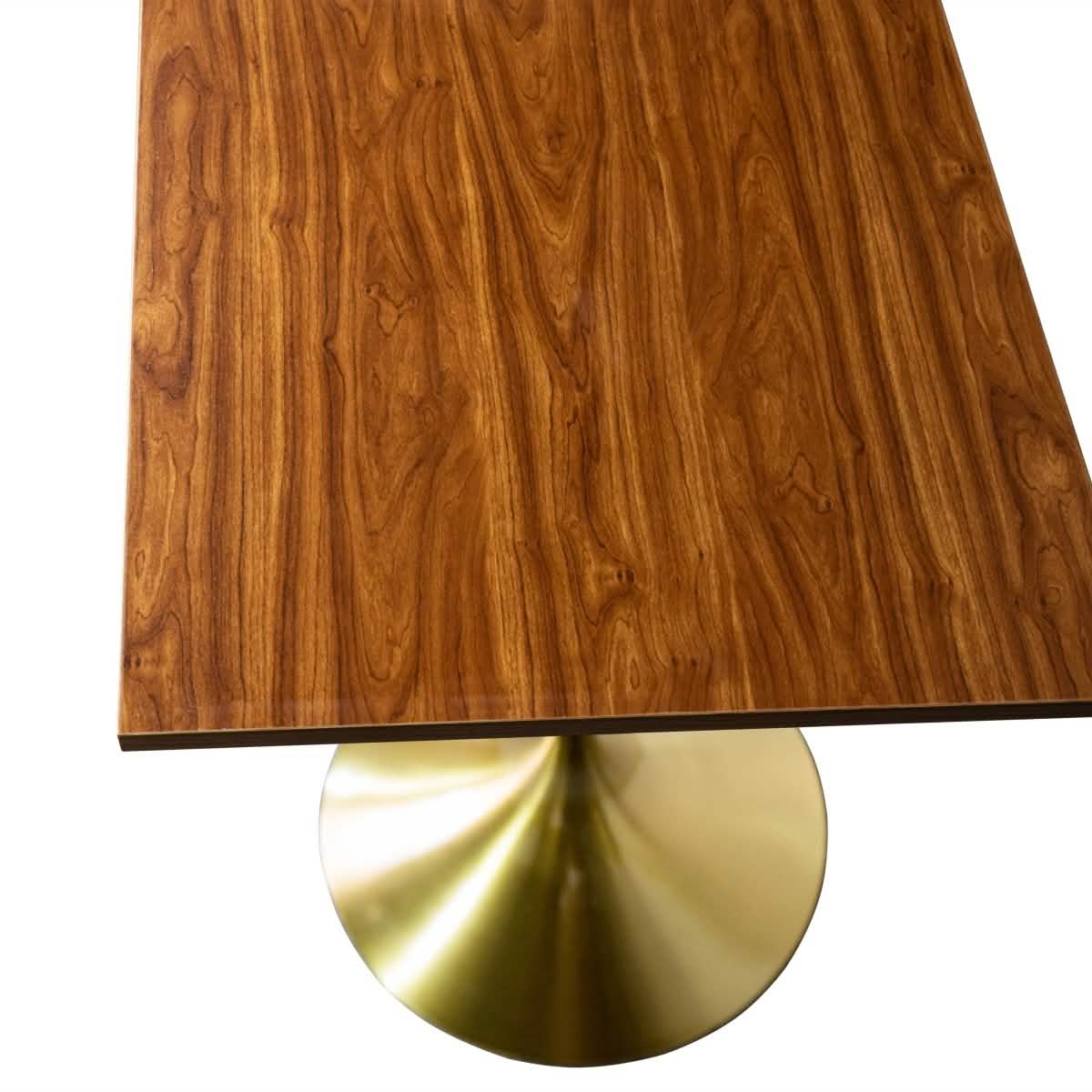 LeisureMod Verve 24" Square Top Bar Height Table, Brushed Gold/Black/White Stainless Steel Base with MDF Table Top