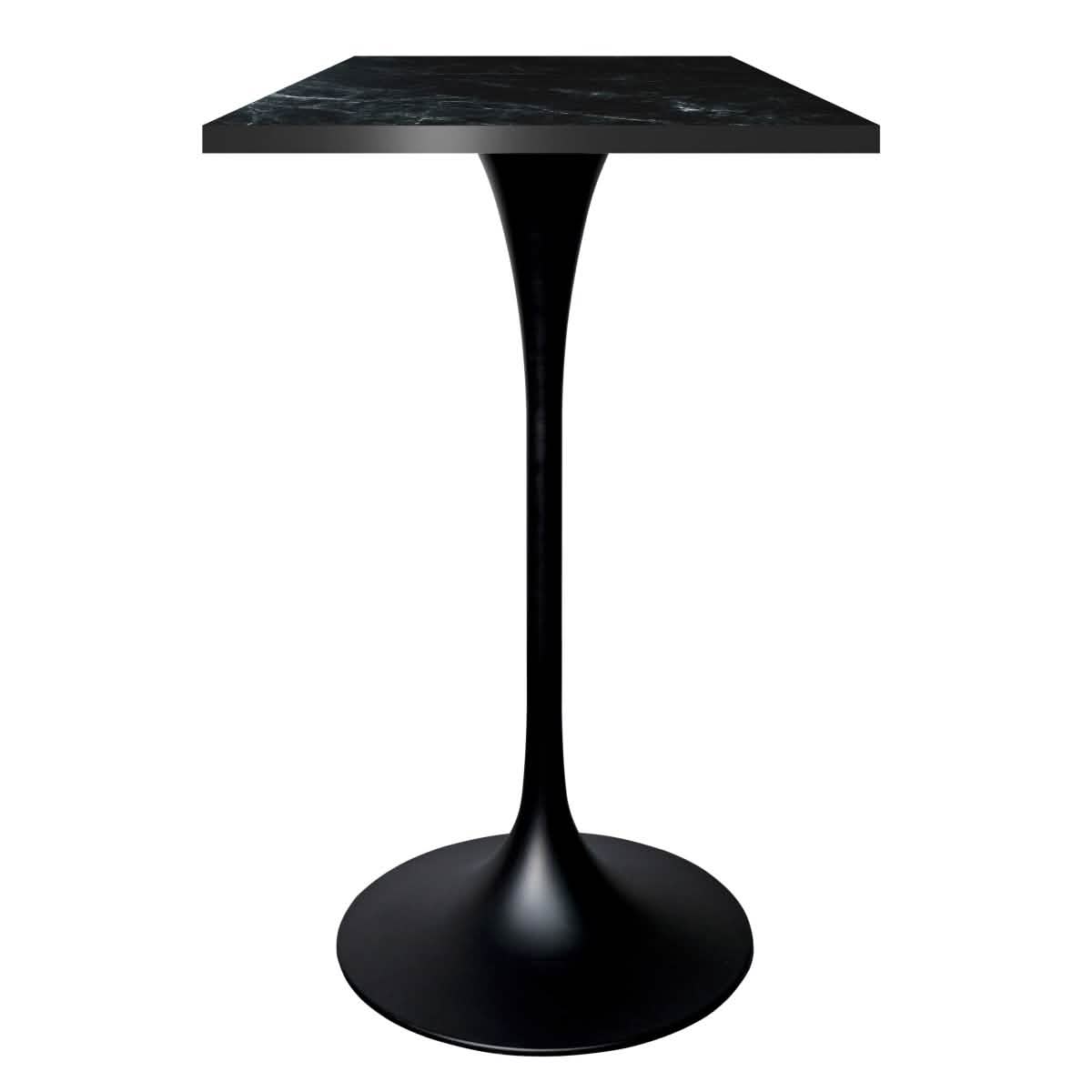 LeisureMod Verve 24" Square Top Bar Height Table, Brushed Gold/Black/White Stainless Steel Base with MDF Table Top