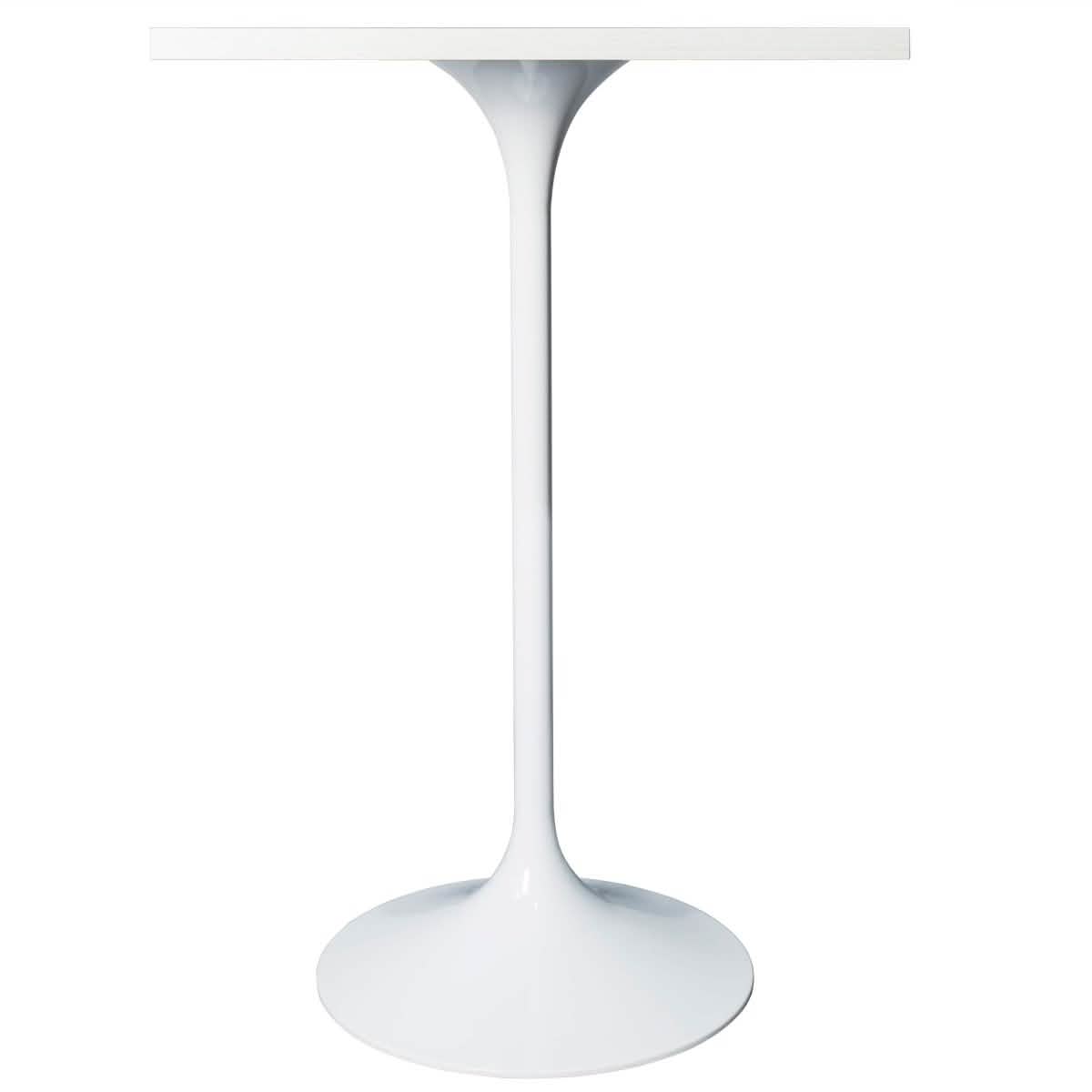 LeisureMod Verve 24" Square Top Bar Height Table, Brushed Gold/Black/White Stainless Steel Base with MDF Table Top