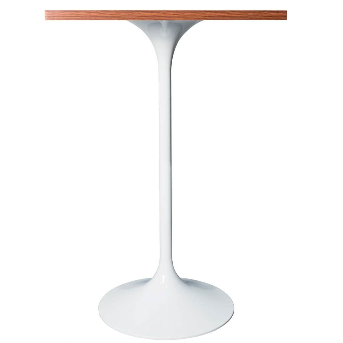 LeisureMod Verve 24" Square Top Bar Height Table, Brushed Gold/Black/White Stainless Steel Base with MDF Table Top