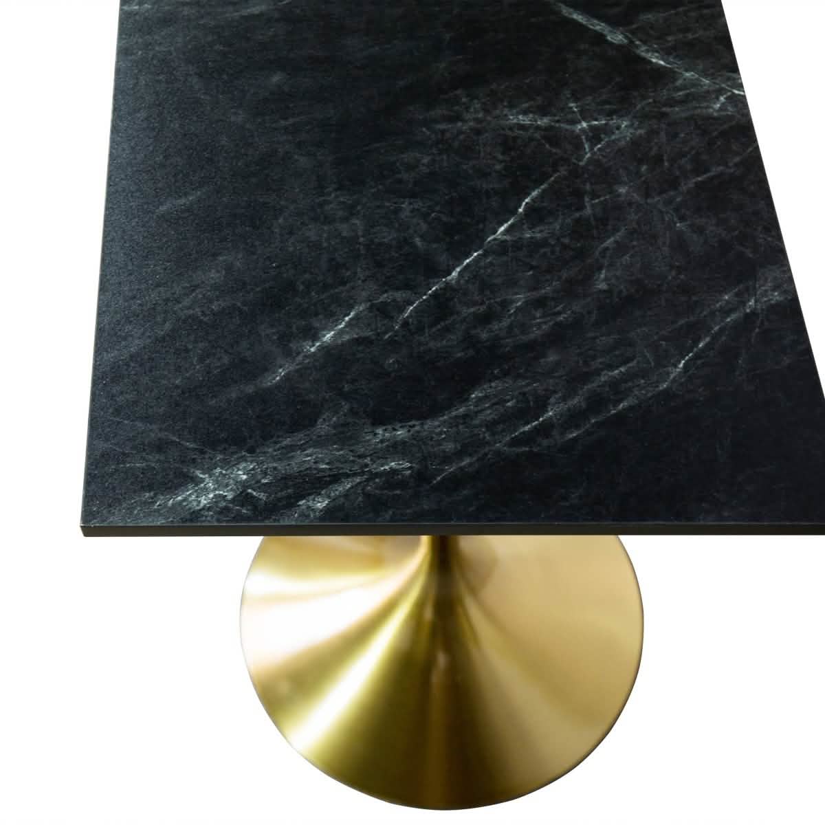 LeisureMod Verve 24" Square Top Bar Height Table, Brushed Gold/Black/White Stainless Steel Base with MDF Table Top