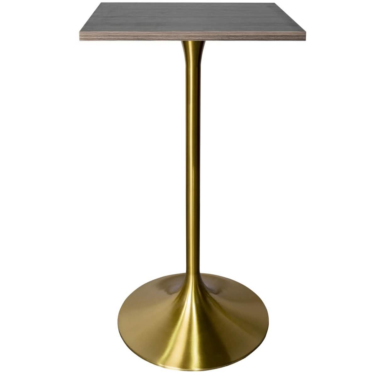 LeisureMod Verve 24" Square Top Bar Height Table, Brushed Gold/Black/White Stainless Steel Base with MDF Table Top