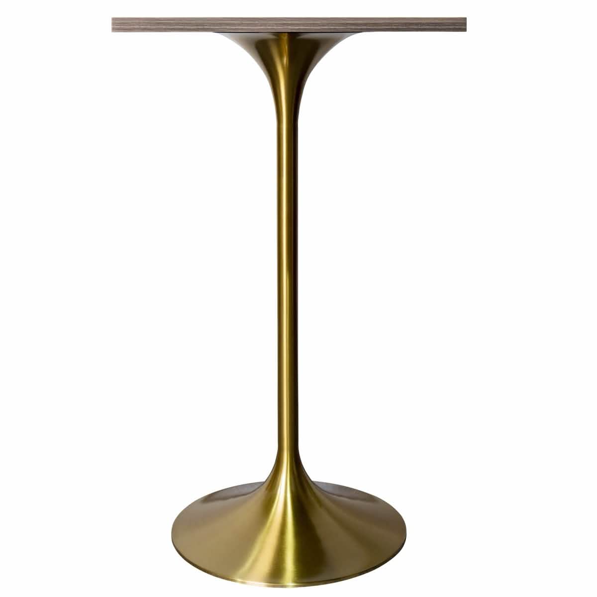 LeisureMod Verve 24" Square Top Bar Height Table, Brushed Gold/Black/White Stainless Steel Base with MDF Table Top