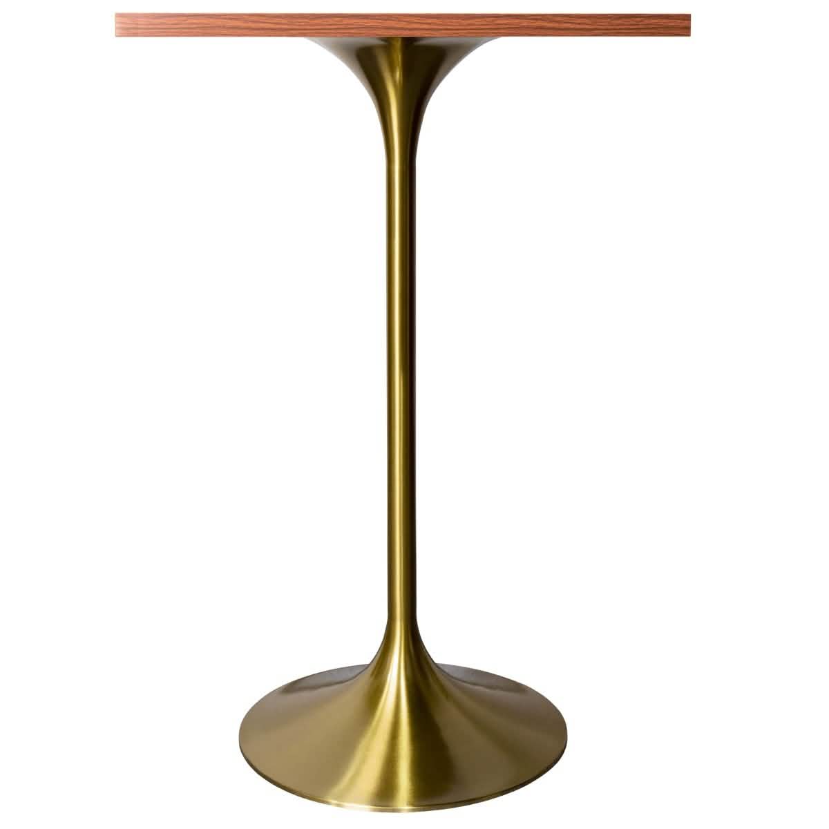 LeisureMod Verve 24" Square Top Bar Height Table, Brushed Gold/Black/White Stainless Steel Base with MDF Table Top