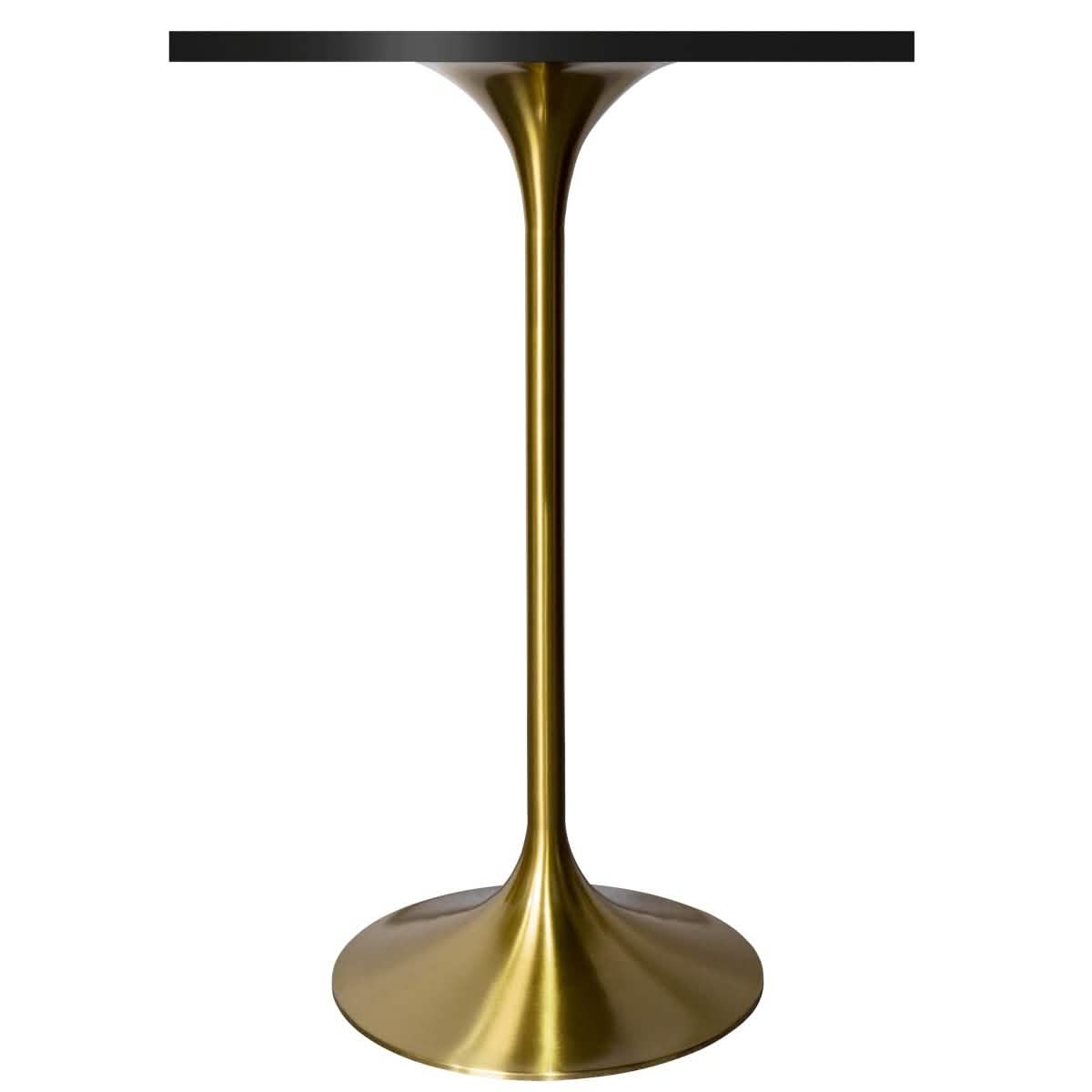LeisureMod Verve 24" Square Top Bar Height Table, Brushed Gold/Black/White Stainless Steel Base with MDF Table Top