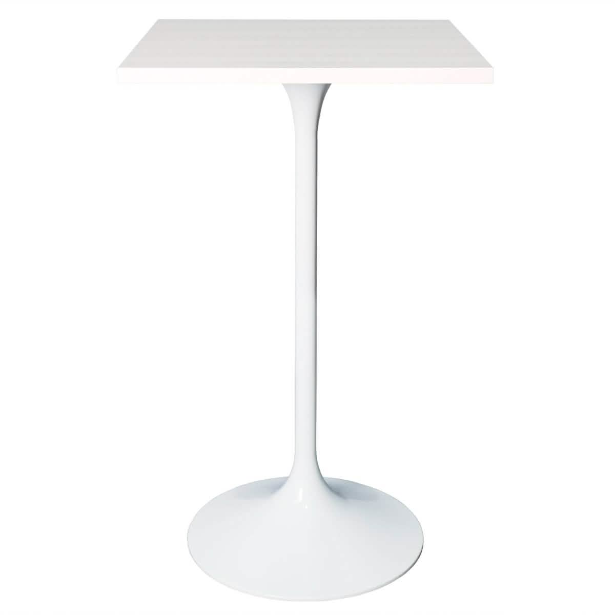 LeisureMod Verve 24" Square Top Bar Height Table, Brushed Gold/Black/White Stainless Steel Base with MDF Table Top