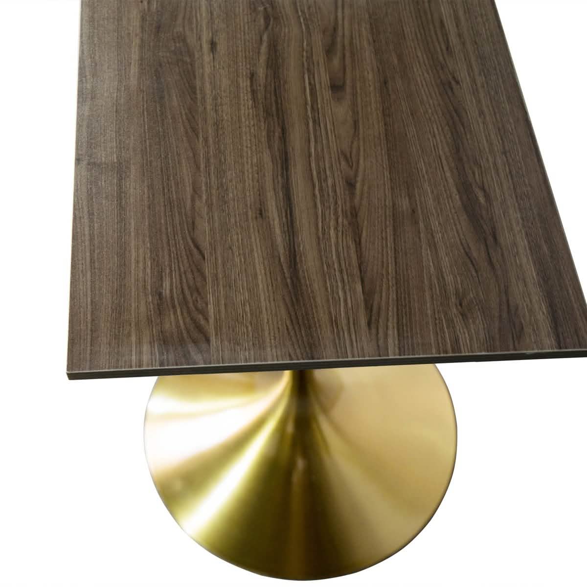 LeisureMod Verve 24" Square Top Bar Height Table, Brushed Gold/Black/White Stainless Steel Base with MDF Table Top