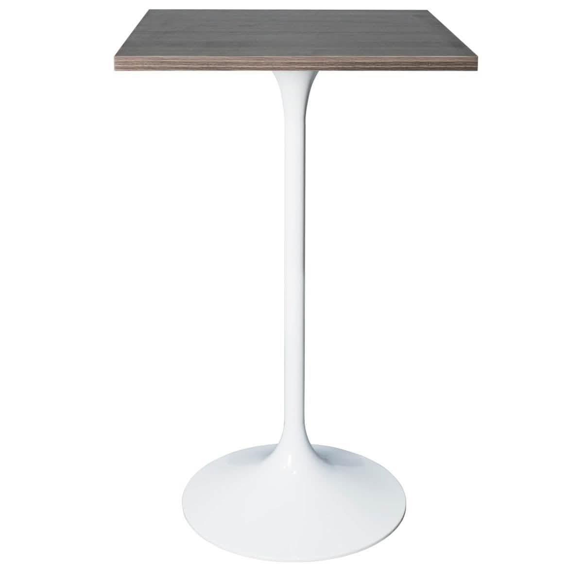 LeisureMod Verve 24" Square Top Bar Height Table, Brushed Gold/Black/White Stainless Steel Base with MDF Table Top