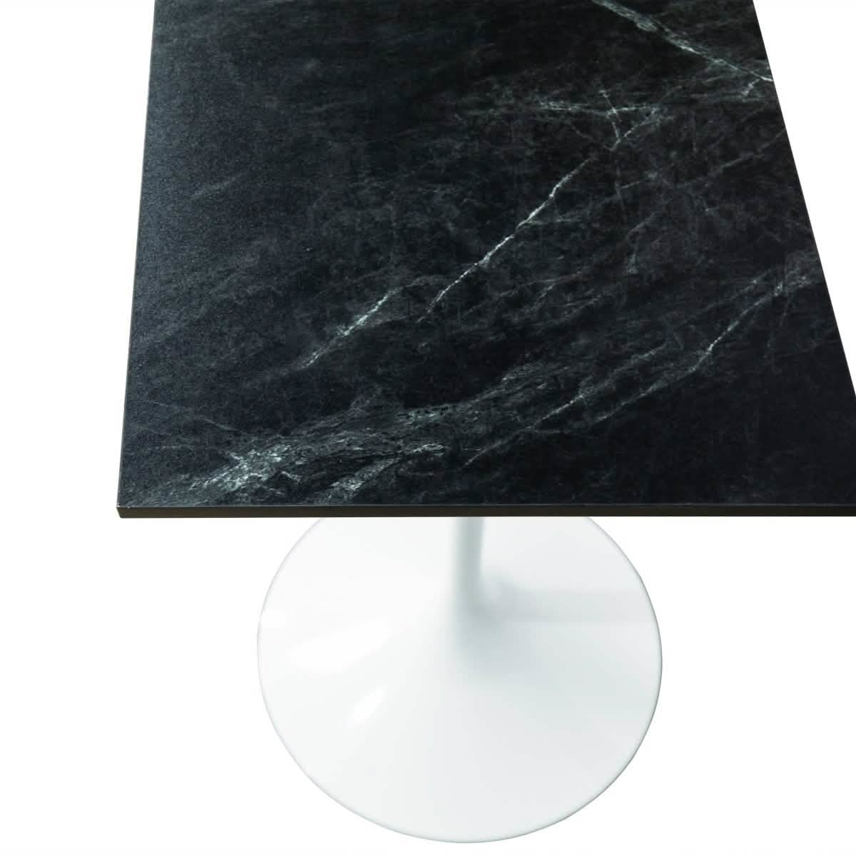LeisureMod Verve 24" Square Top Bar Height Table, Brushed Gold/Black/White Stainless Steel Base with MDF Table Top