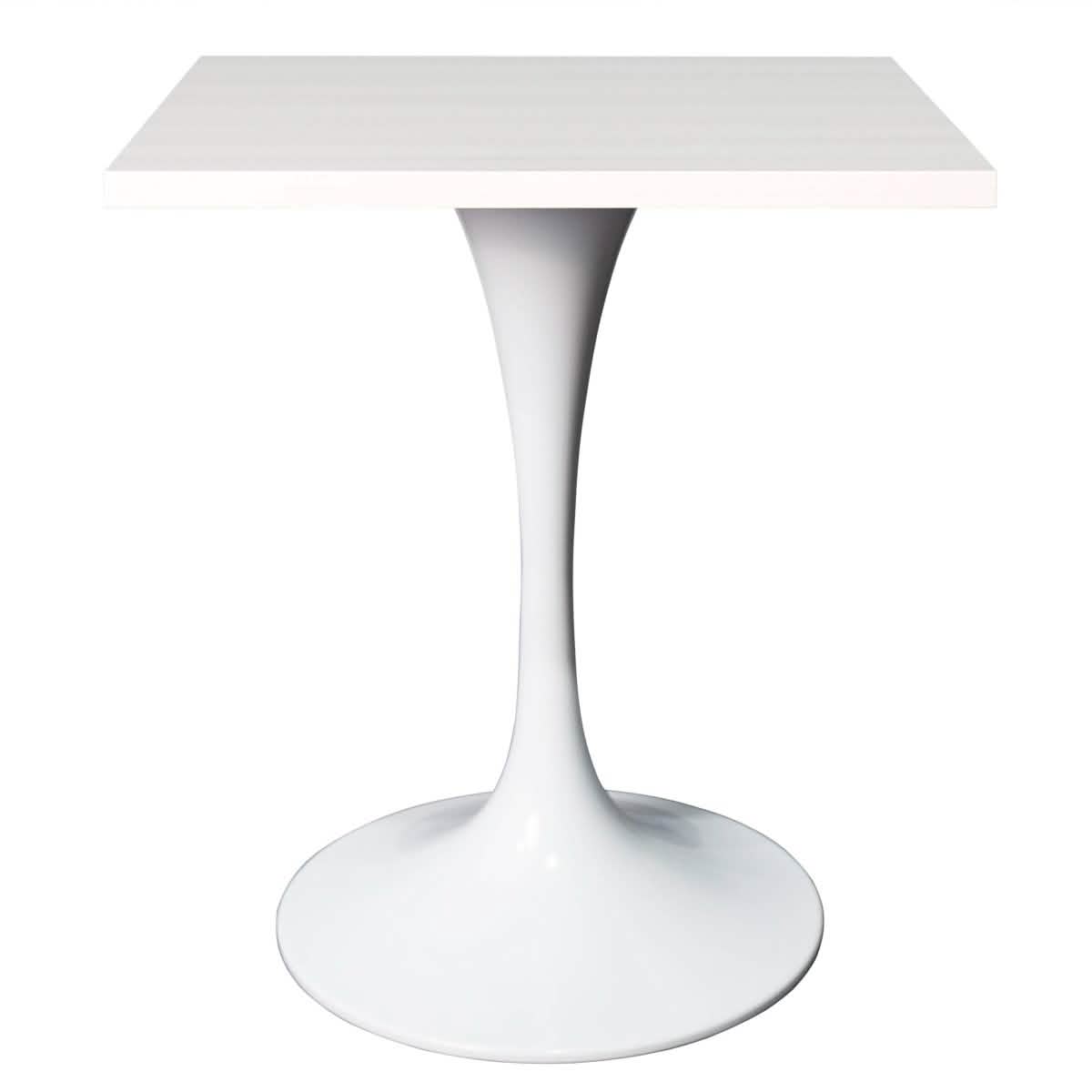 LeisureMod Verve Collection 24"Square Dining Table, Black/White/Brushed Gold Base with MDF Top