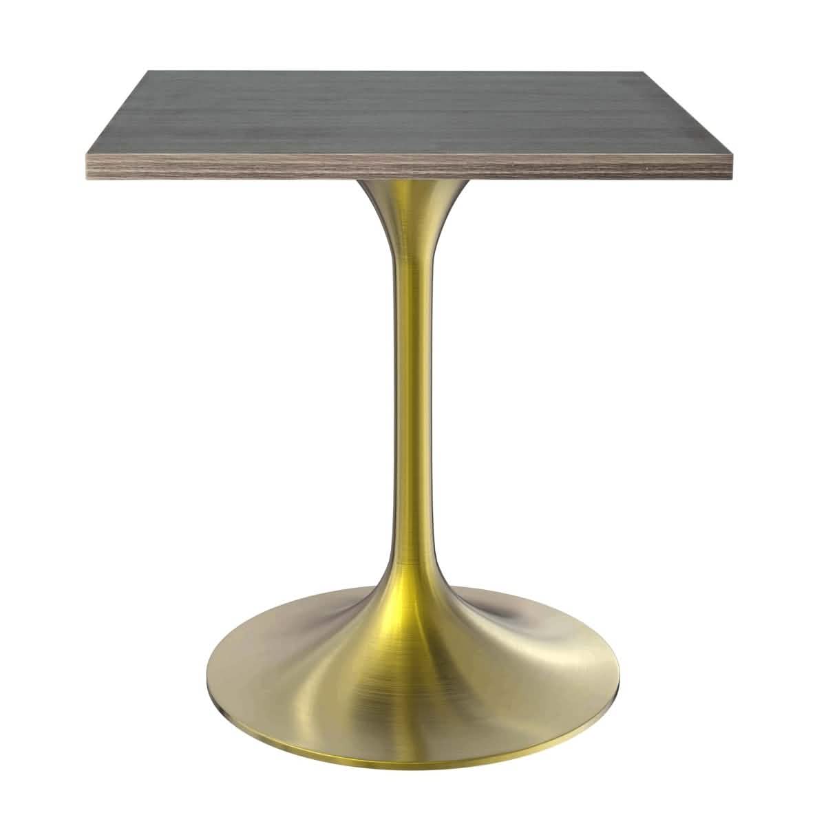 LeisureMod Verve Collection 24"Square Dining Table, Black/White/Brushed Gold Base with MDF Top