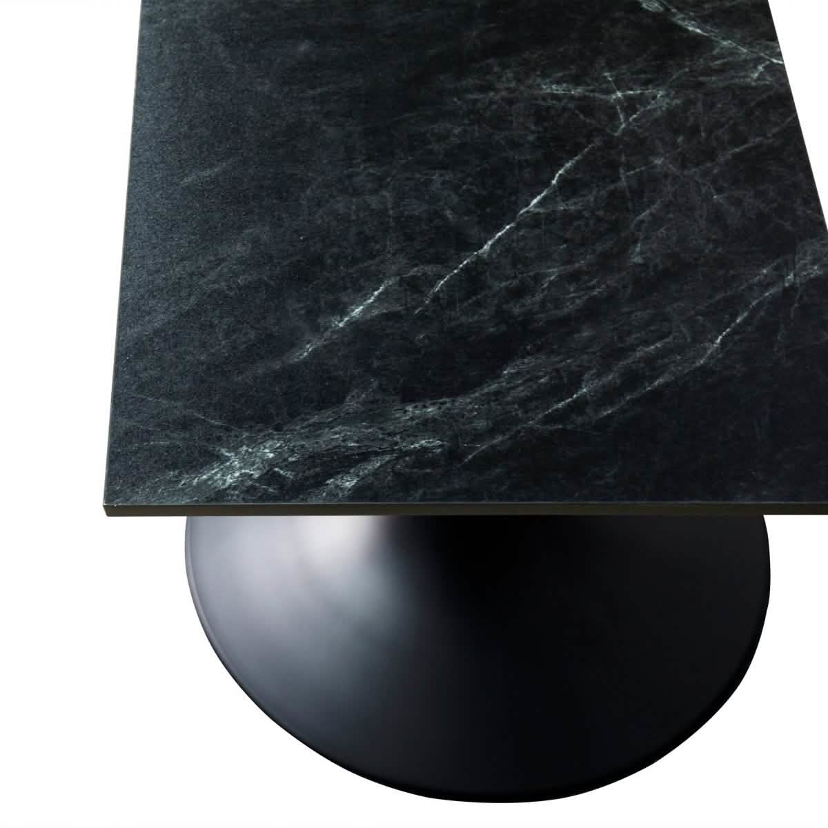 LeisureMod Verve Collection 24"Square Dining Table, Black/White/Brushed Gold Base with MDF Top