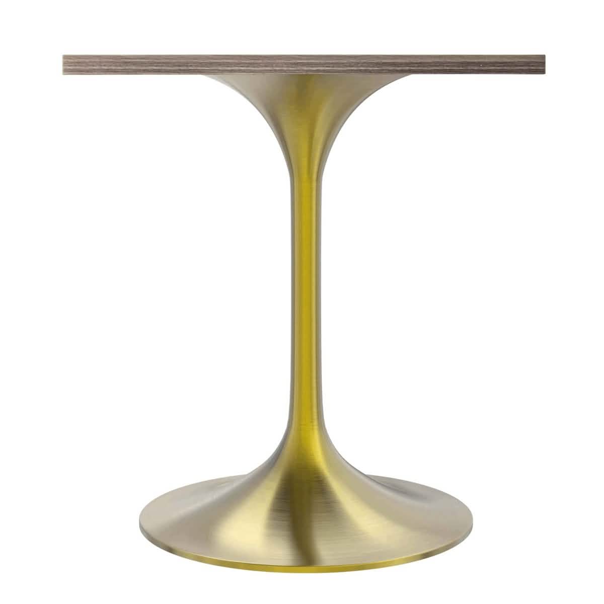 LeisureMod Verve Collection 24"Square Dining Table, Black/White/Brushed Gold Base with MDF Top