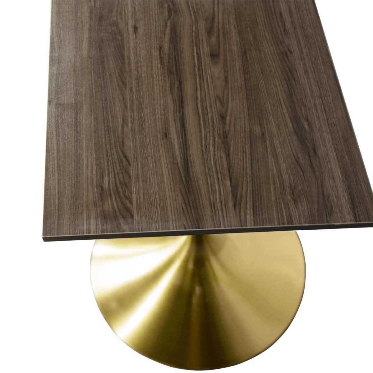 LeisureMod Verve Collection 24"Square Dining Table, Black/White/Brushed Gold Base with MDF Top