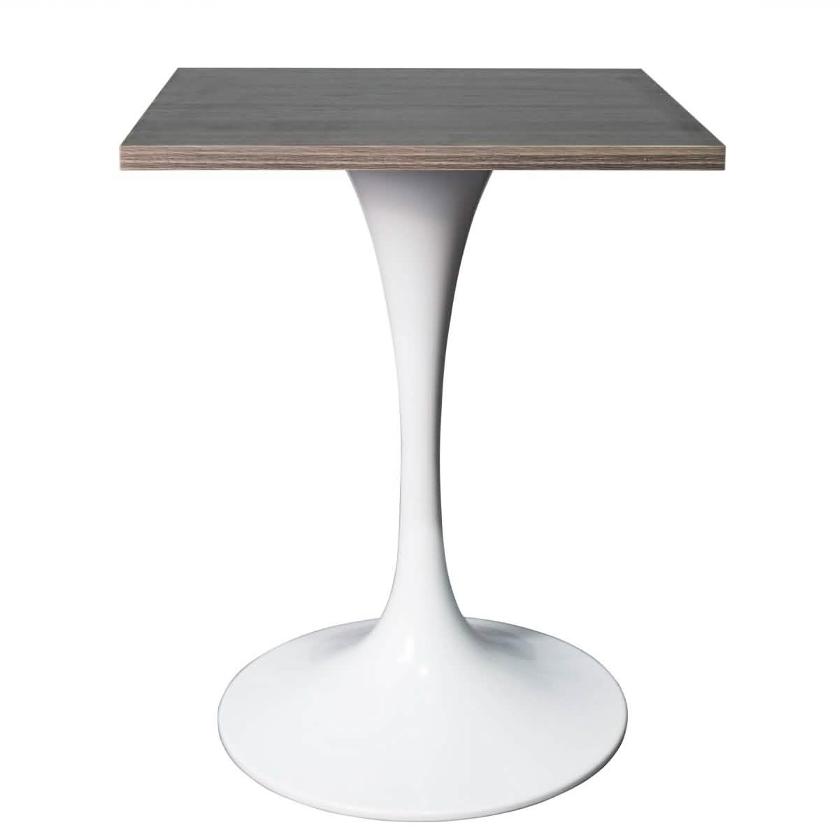 LeisureMod Verve Collection 24"Square Dining Table, Black/White/Brushed Gold Base with MDF Top