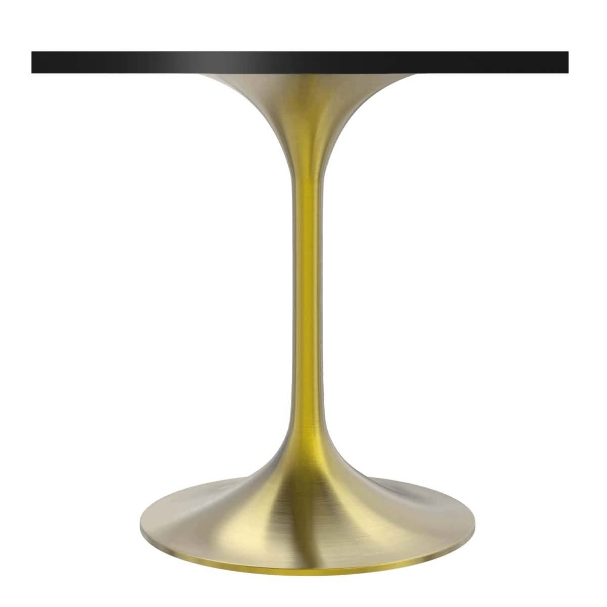 LeisureMod Verve Collection 24"Square Dining Table, Black/White/Brushed Gold Base with MDF Top