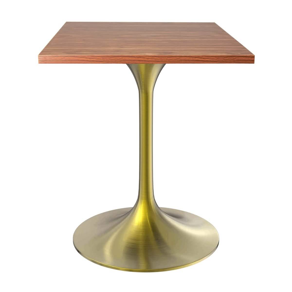 LeisureMod Verve Collection 24"Square Dining Table, Black/White/Brushed Gold Base with MDF Top