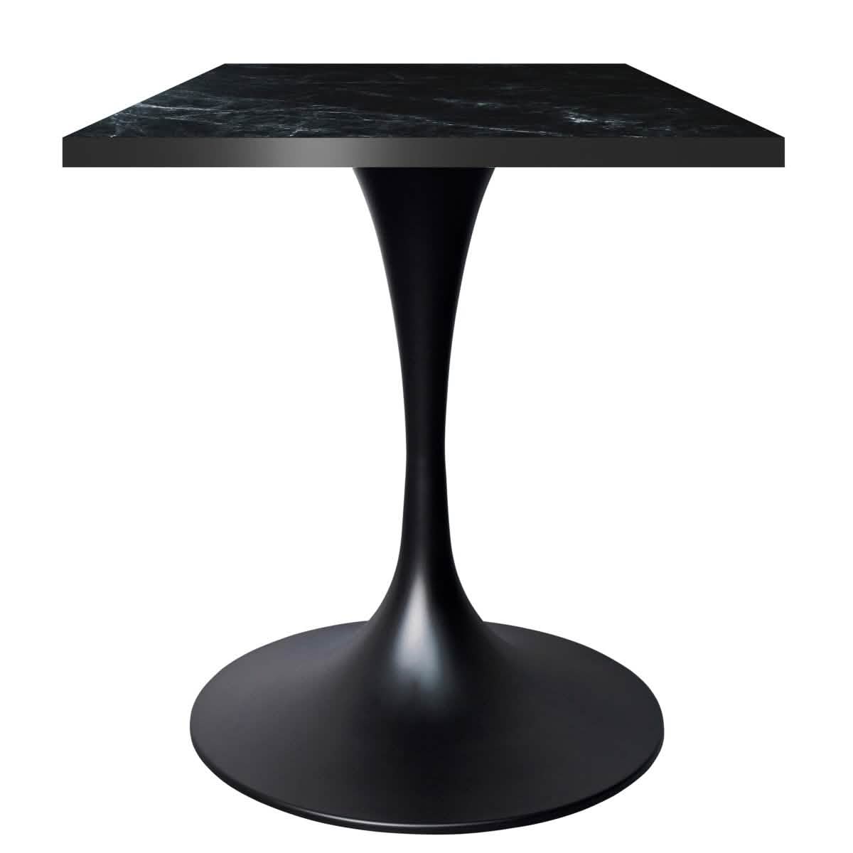 LeisureMod Verve Collection 24"Square Dining Table, Black/White/Brushed Gold Base with MDF Top